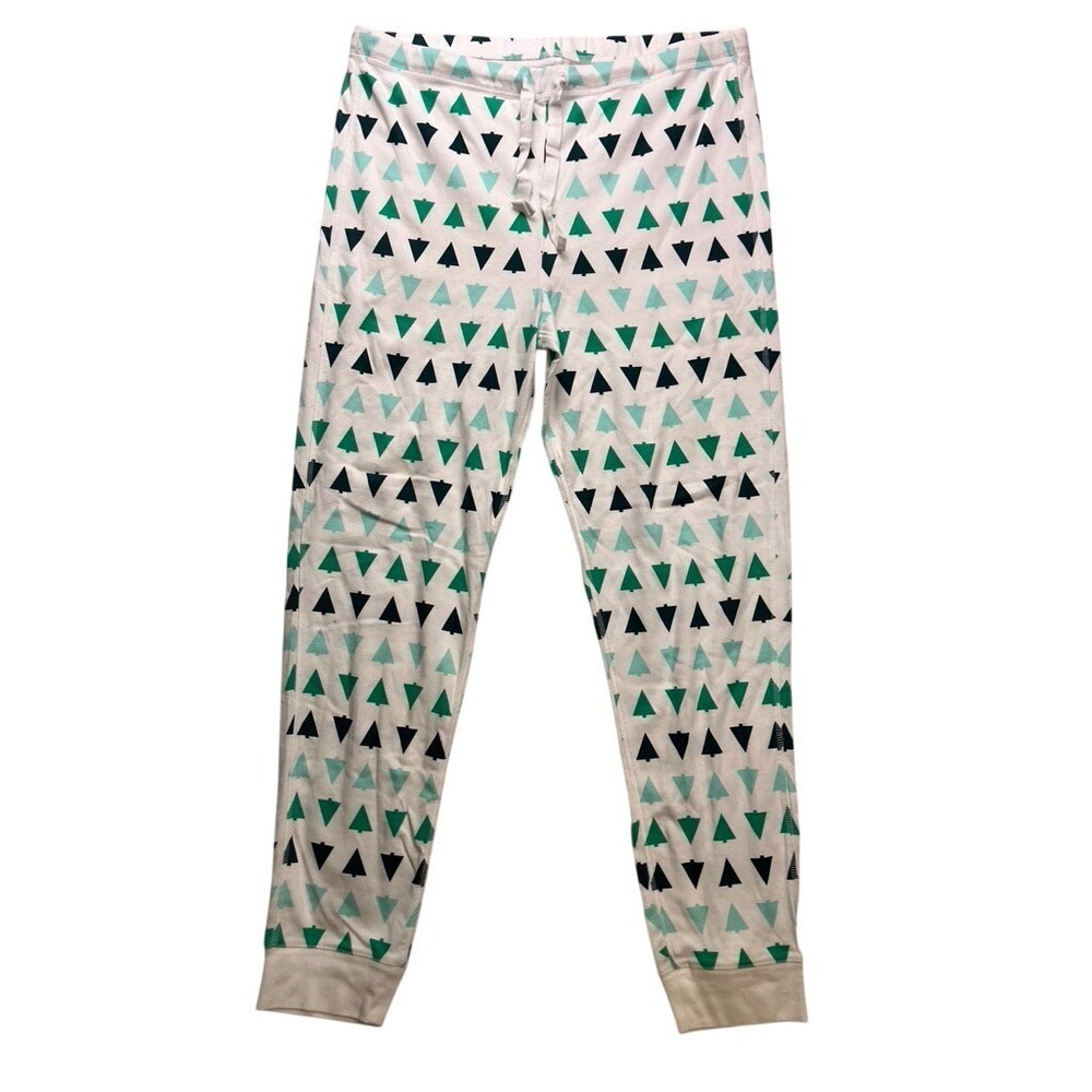 Primary Pajama Pants Womens Large White Green‎ Tree Print  Organic Cotton
